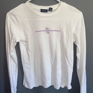white long sleeve somewhat cropped shirt
